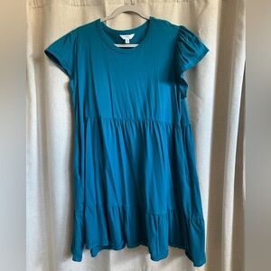 Time and Tru Teal Short Sleeve 3-Tiered Dress | Size XL